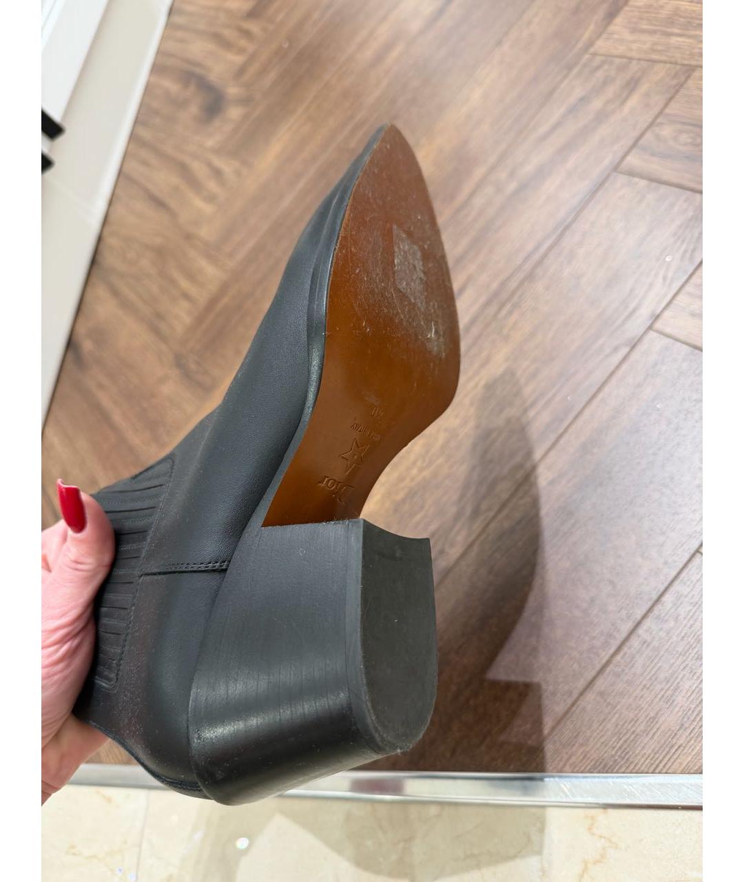 CHRISTIAN DIOR Черные кожаные ботильоны, фото 3