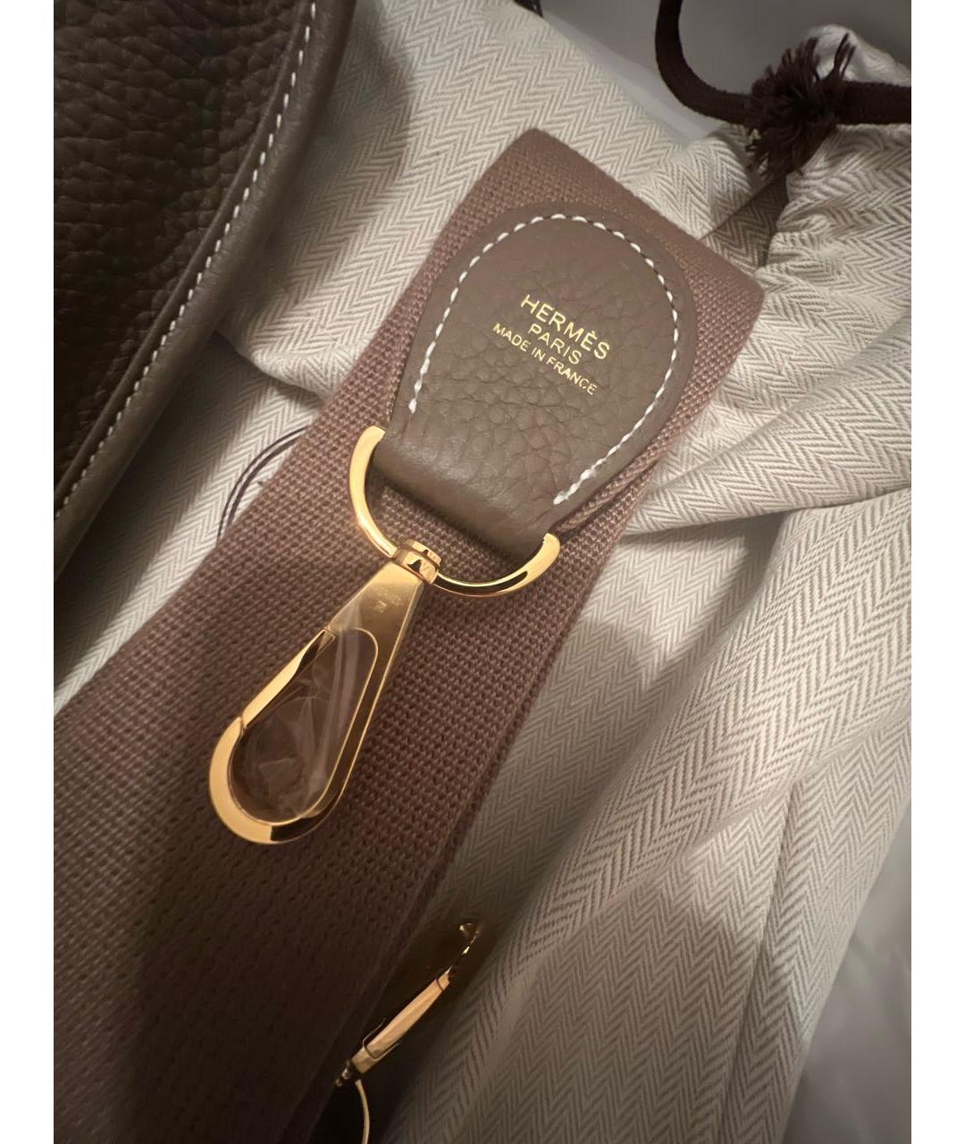 HERMES Серая кожаная сумка через плечо, фото 5