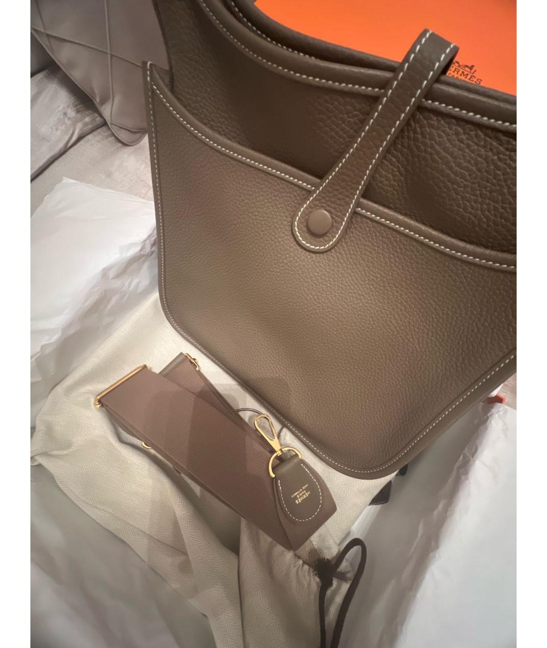 HERMES Серая кожаная сумка через плечо, фото 4