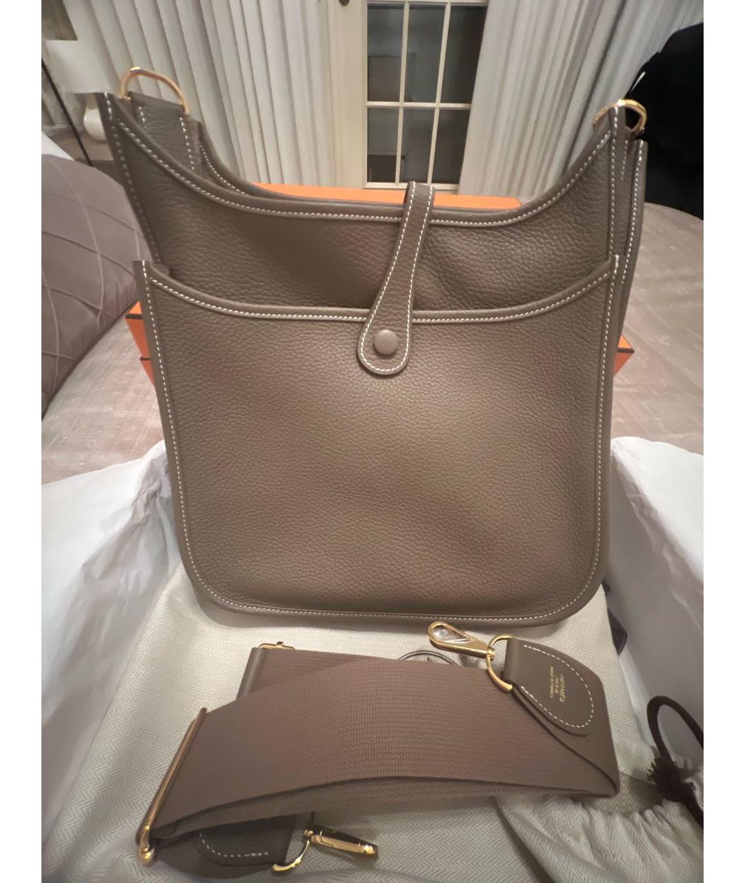 HERMES Серая кожаная сумка через плечо, фото 3