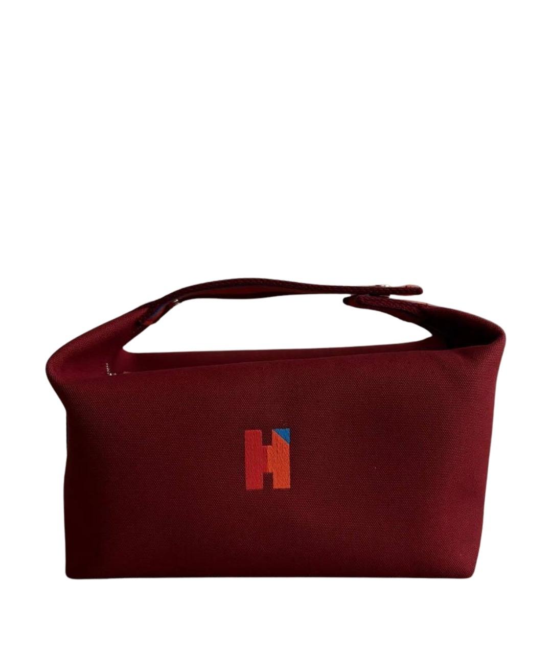HERMES Бордовая хлопковая косметичка, фото 1