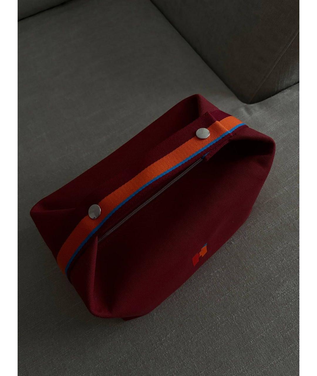HERMES Бордовая хлопковая косметичка, фото 2