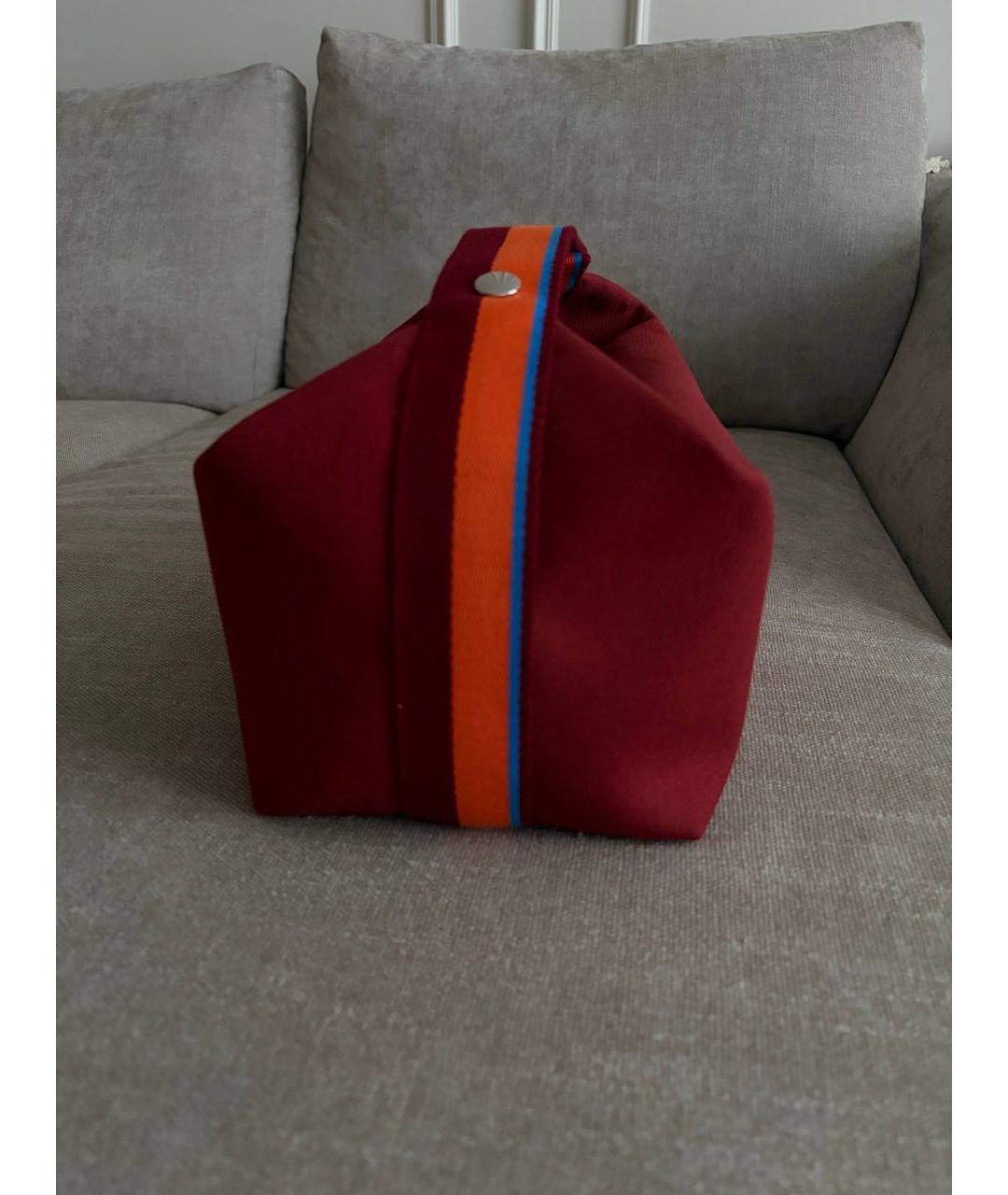 HERMES Бордовая хлопковая косметичка, фото 3