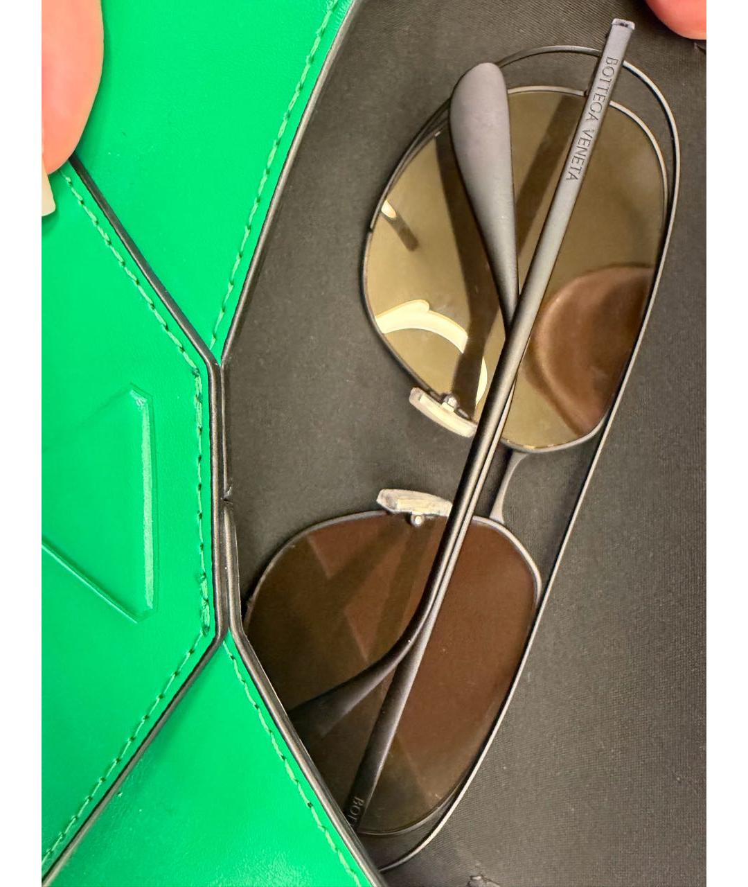 BOTTEGA VENETA Горчичные металлические солнцезащитные очки, фото 2