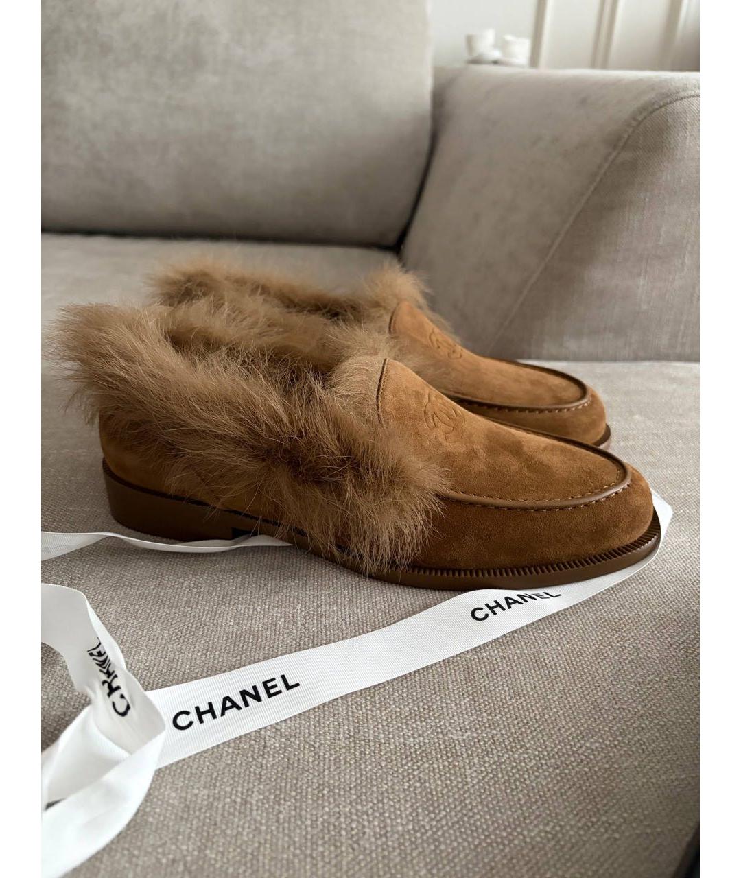 CHANEL Коричневые замшевые лоферы, фото 3
