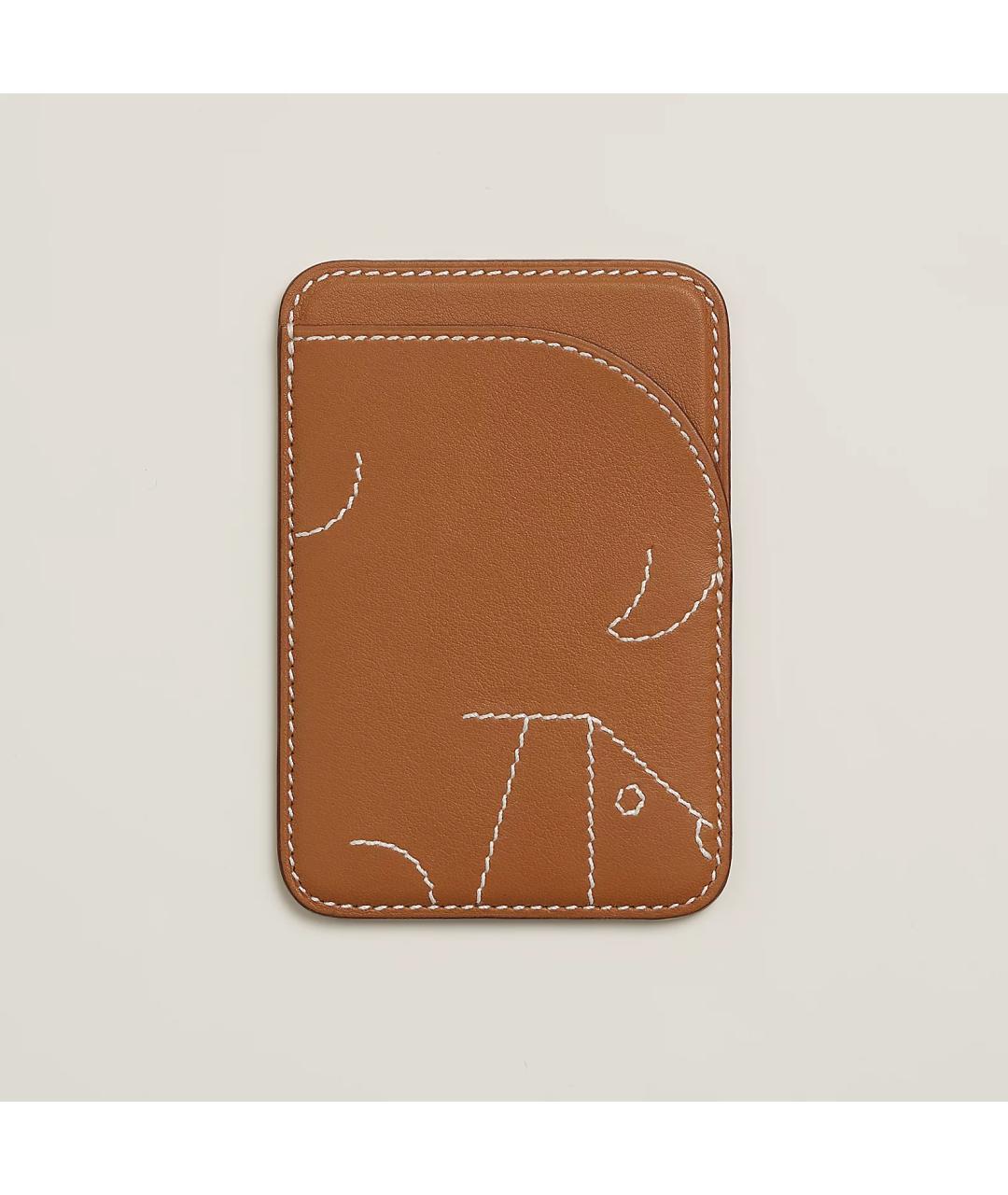 HERMES Коричневый кожаный кардхолдер, фото 5