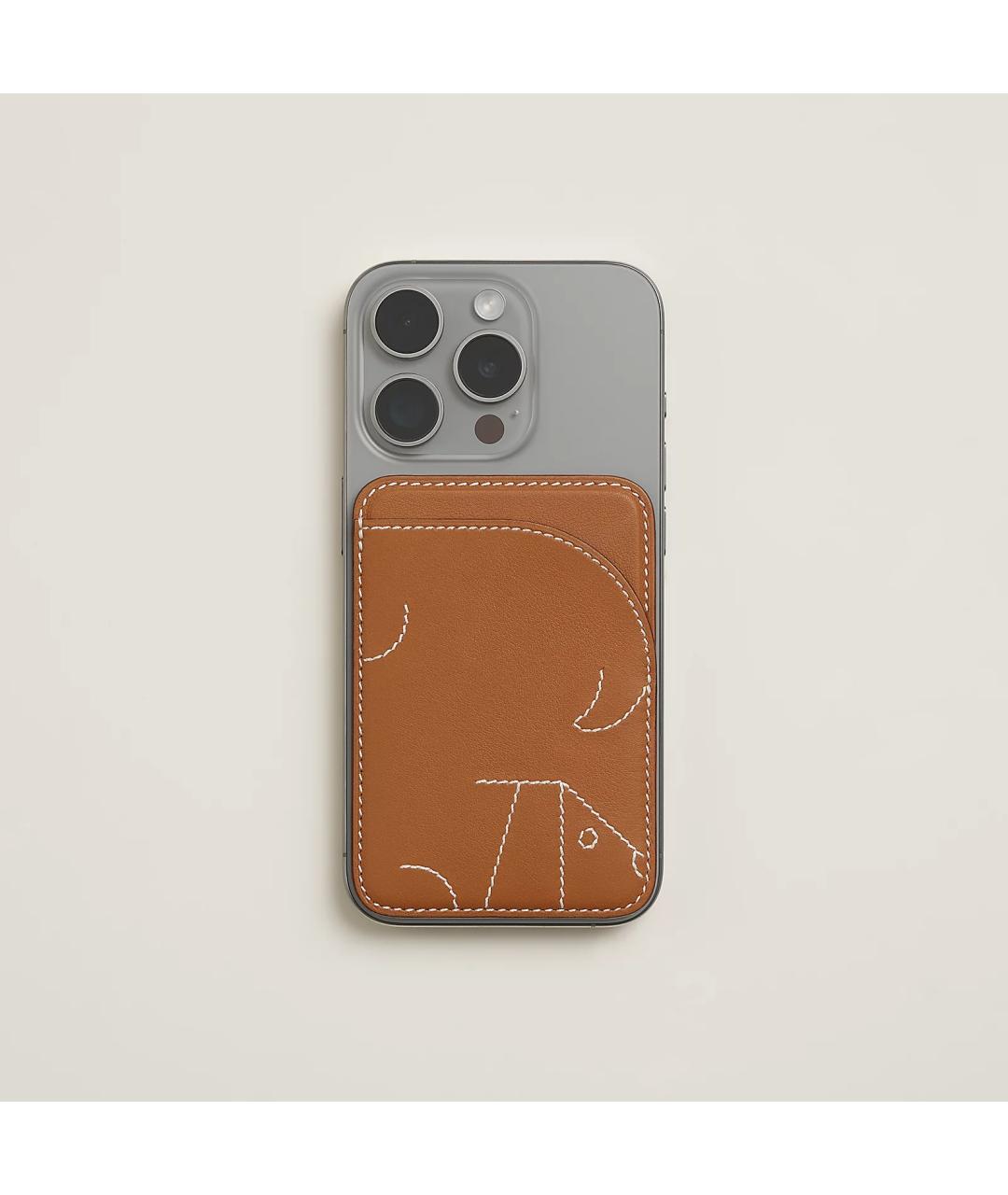 HERMES Коричневый кожаный кардхолдер, фото 4