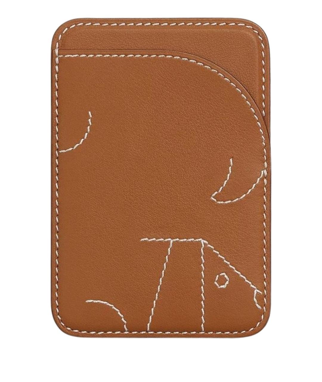 HERMES Коричневый кожаный кардхолдер, фото 1