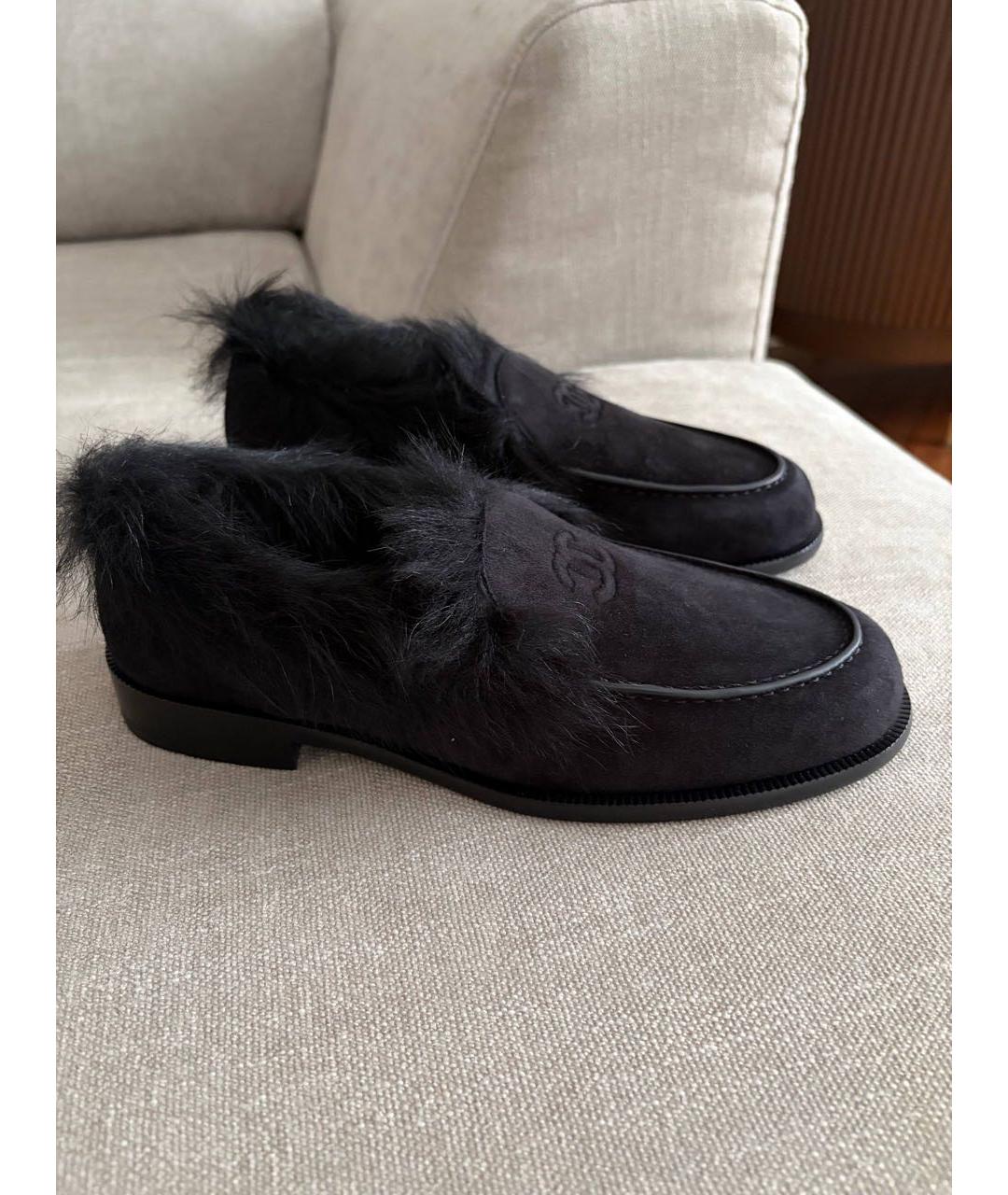 CHANEL Черные замшевые лоферы, фото 3