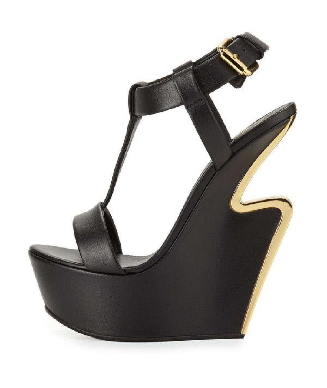 GIUSEPPE ZANOTTI DESIGN Черные кожаные сабо, фото 5