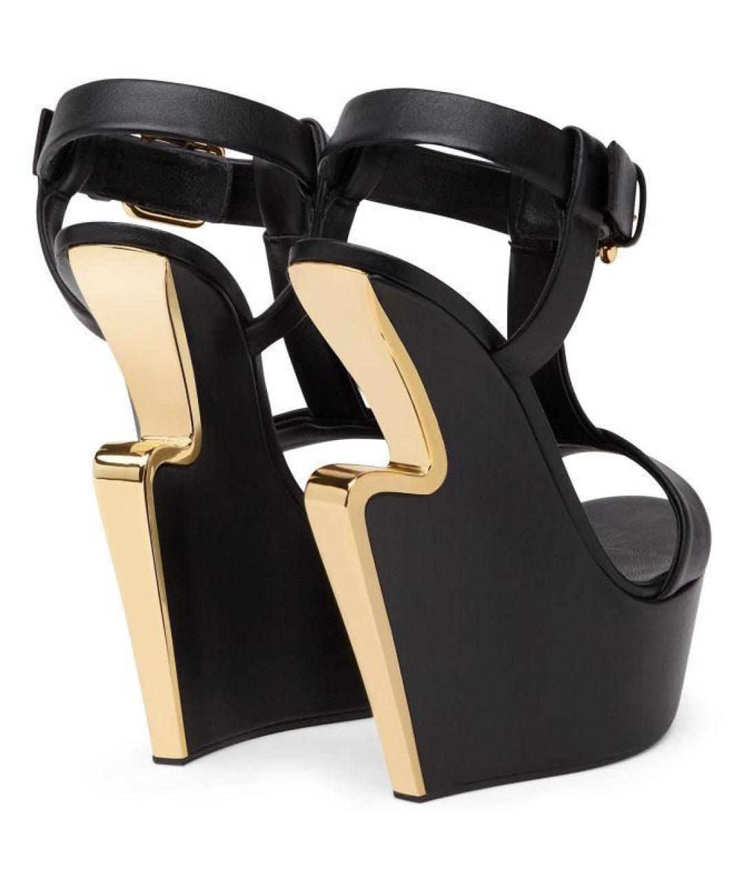 GIUSEPPE ZANOTTI DESIGN Черные кожаные сабо, фото 4