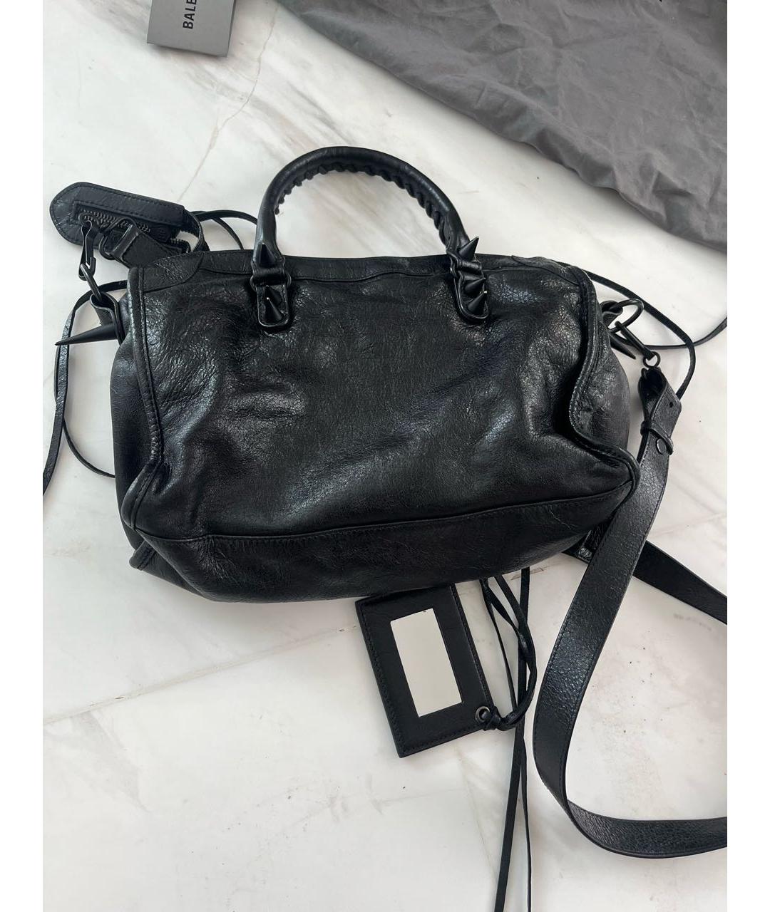 BALENCIAGA Черная кожаная сумка через плечо, фото 2