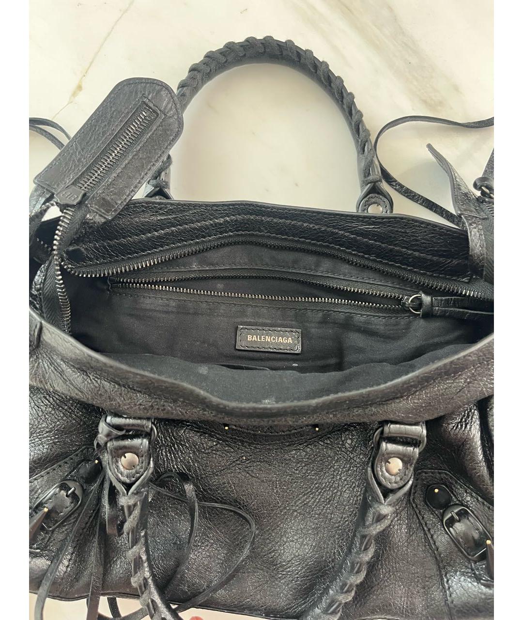 BALENCIAGA Черная кожаная сумка через плечо, фото 4