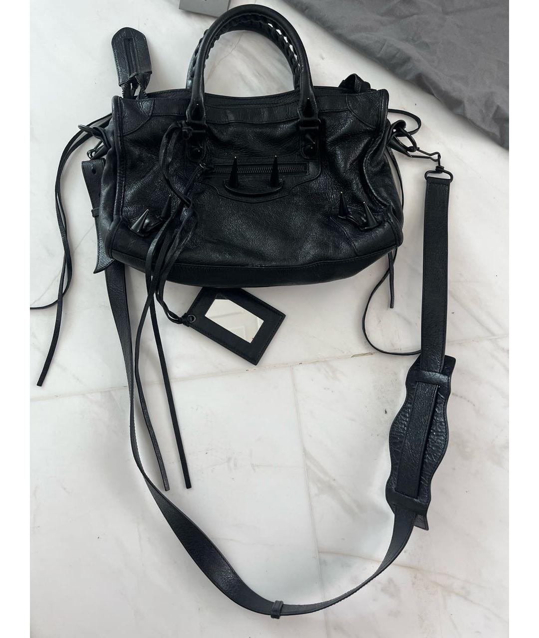 BALENCIAGA Черная кожаная сумка через плечо, фото 9