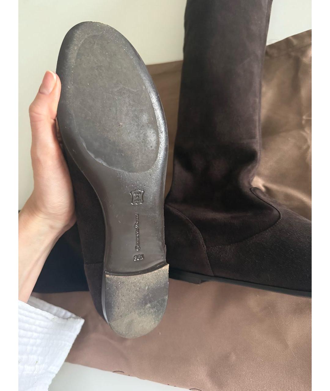 GIANVITO ROSSI Коричневые замшевые сапоги, фото 7