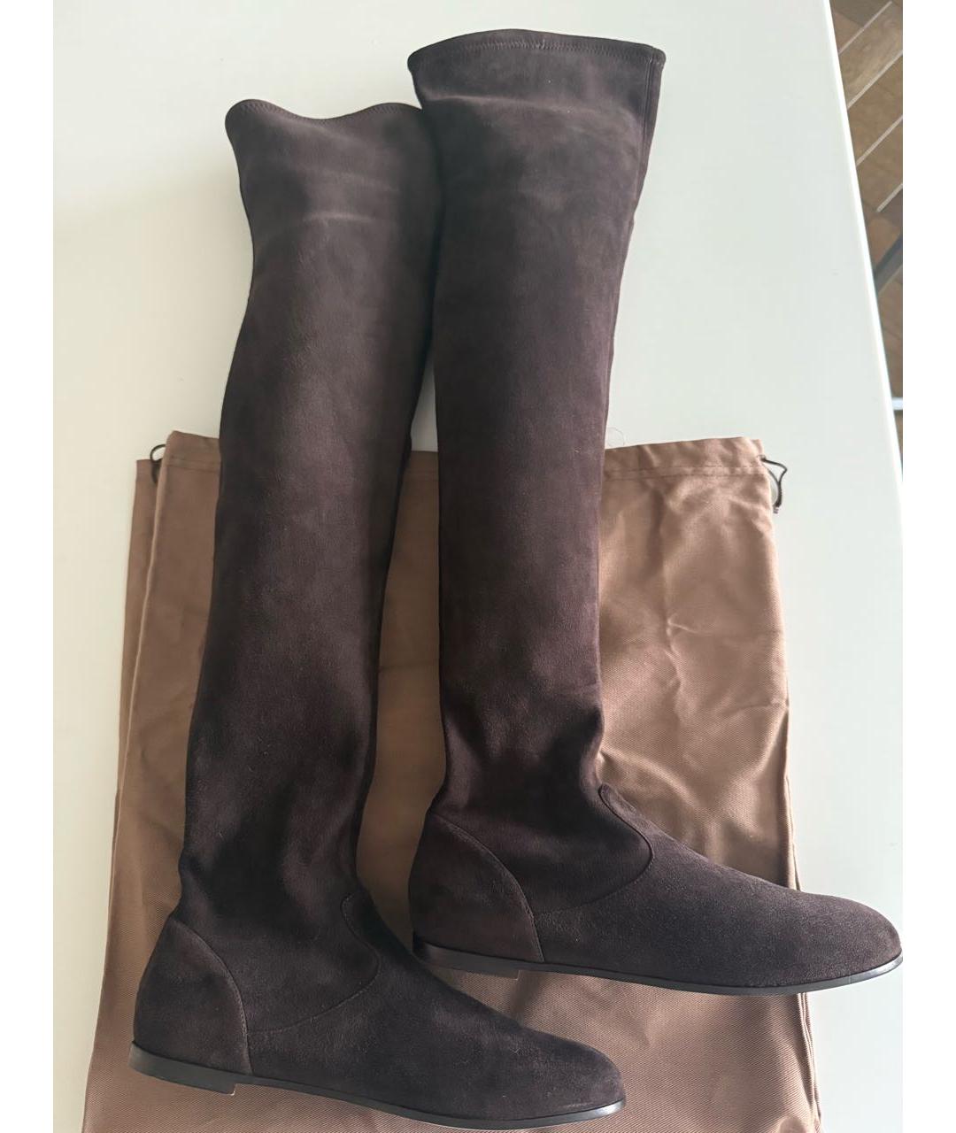 GIANVITO ROSSI Коричневые замшевые сапоги, фото 3