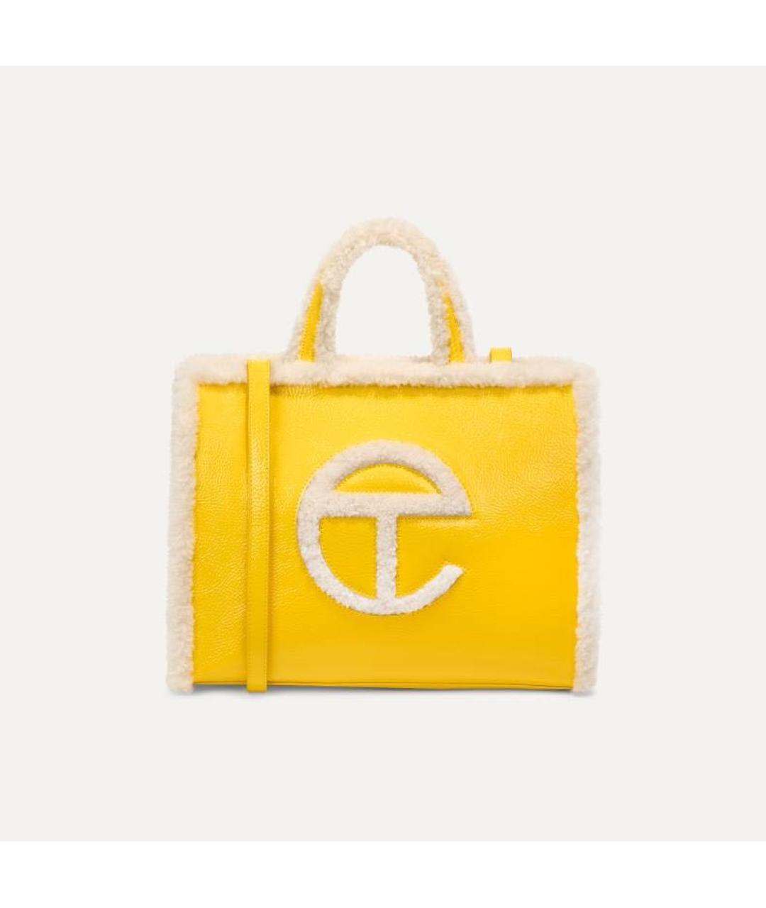 UGG AUSTRALIA Желтая кожаная сумка тоут, фото 3