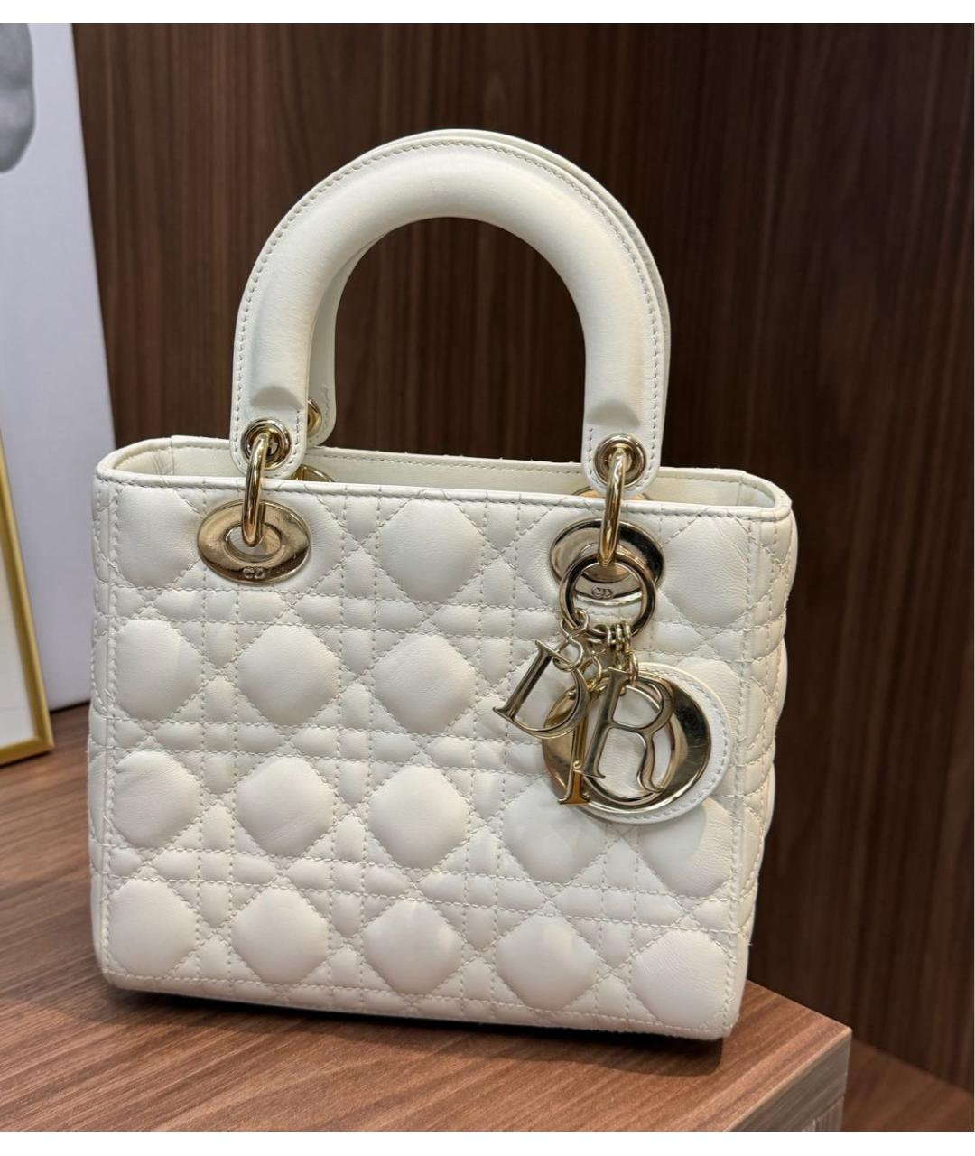 CHRISTIAN DIOR Белая кожаная сумка через плечо, фото 9