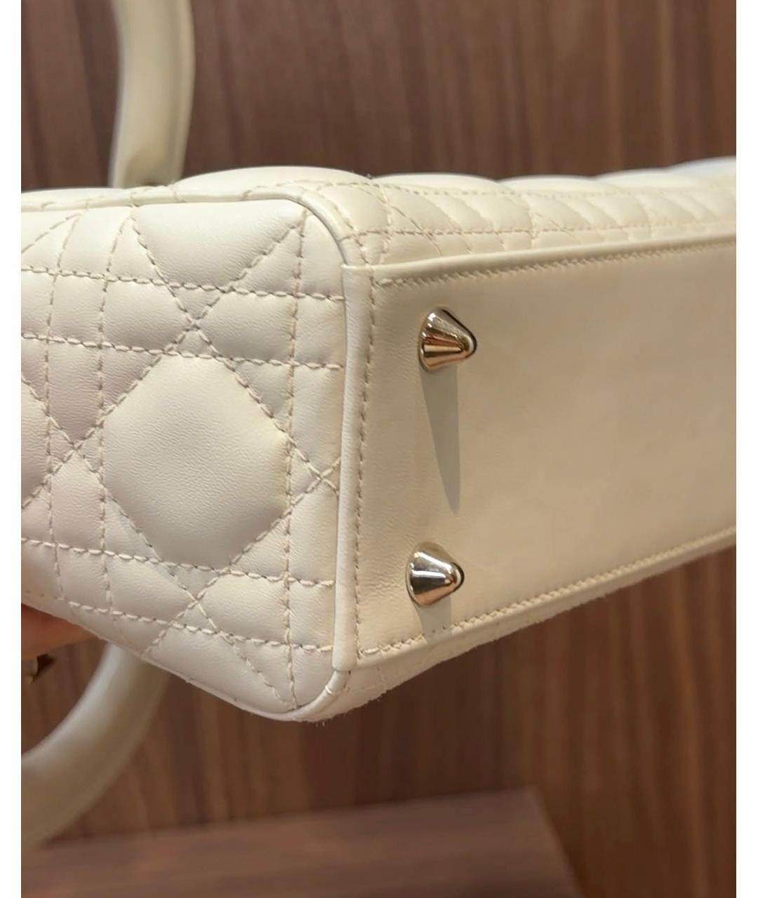 CHRISTIAN DIOR Белая кожаная сумка через плечо, фото 8