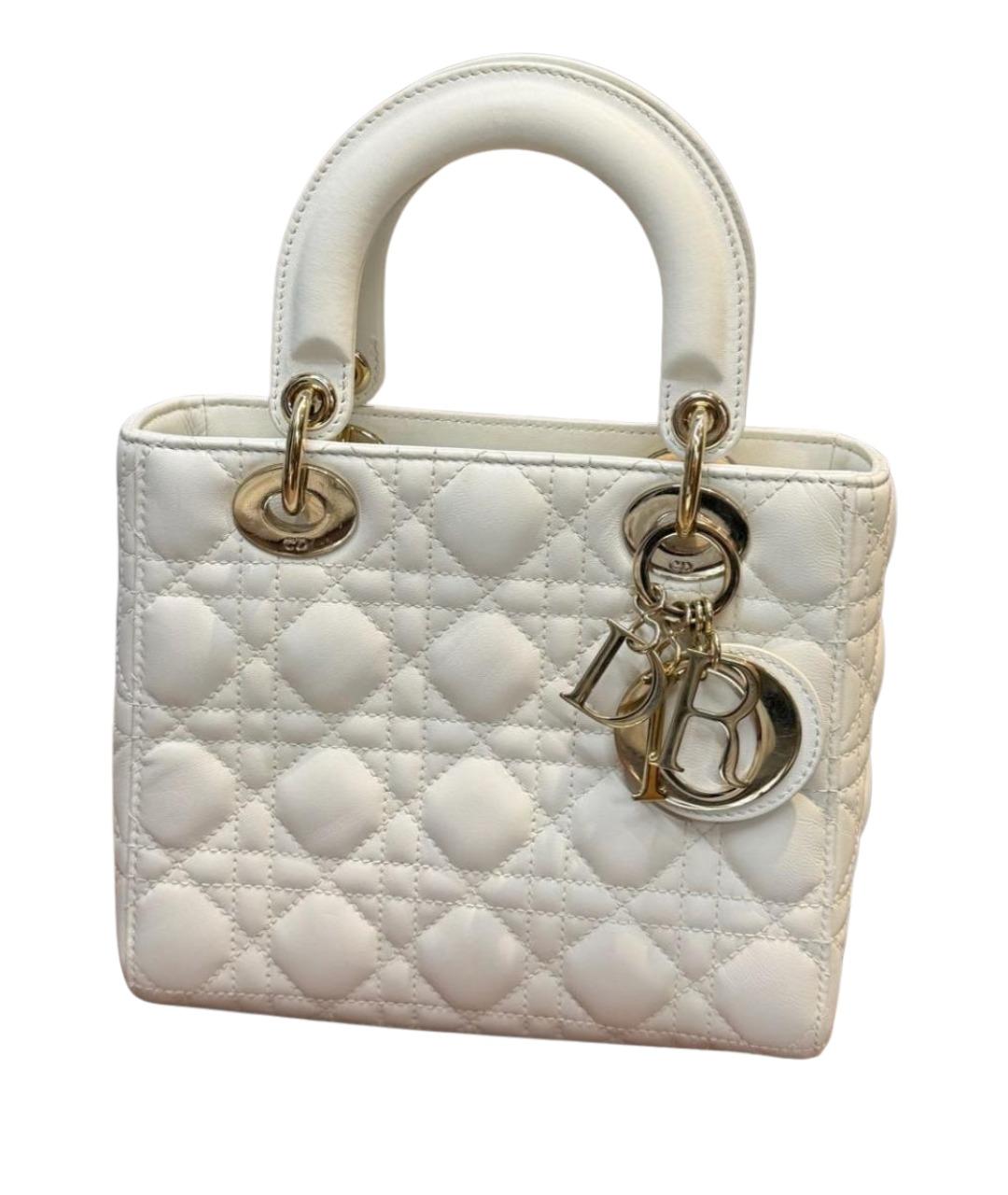 CHRISTIAN DIOR Белая кожаная сумка через плечо, фото 1
