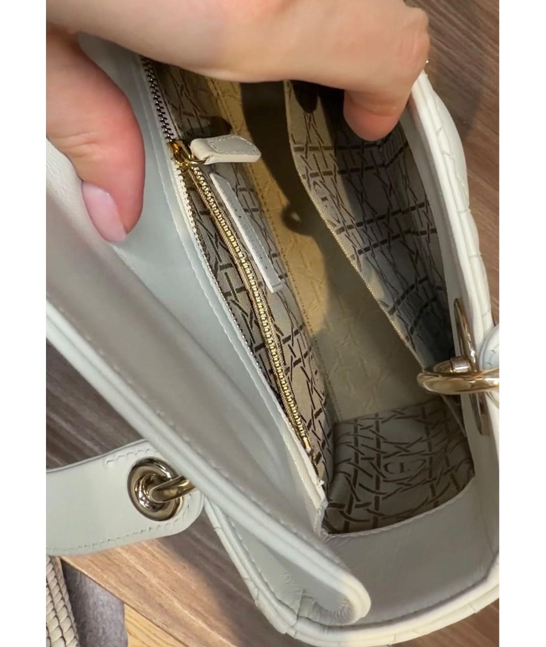 CHRISTIAN DIOR Белая кожаная сумка через плечо, фото 4