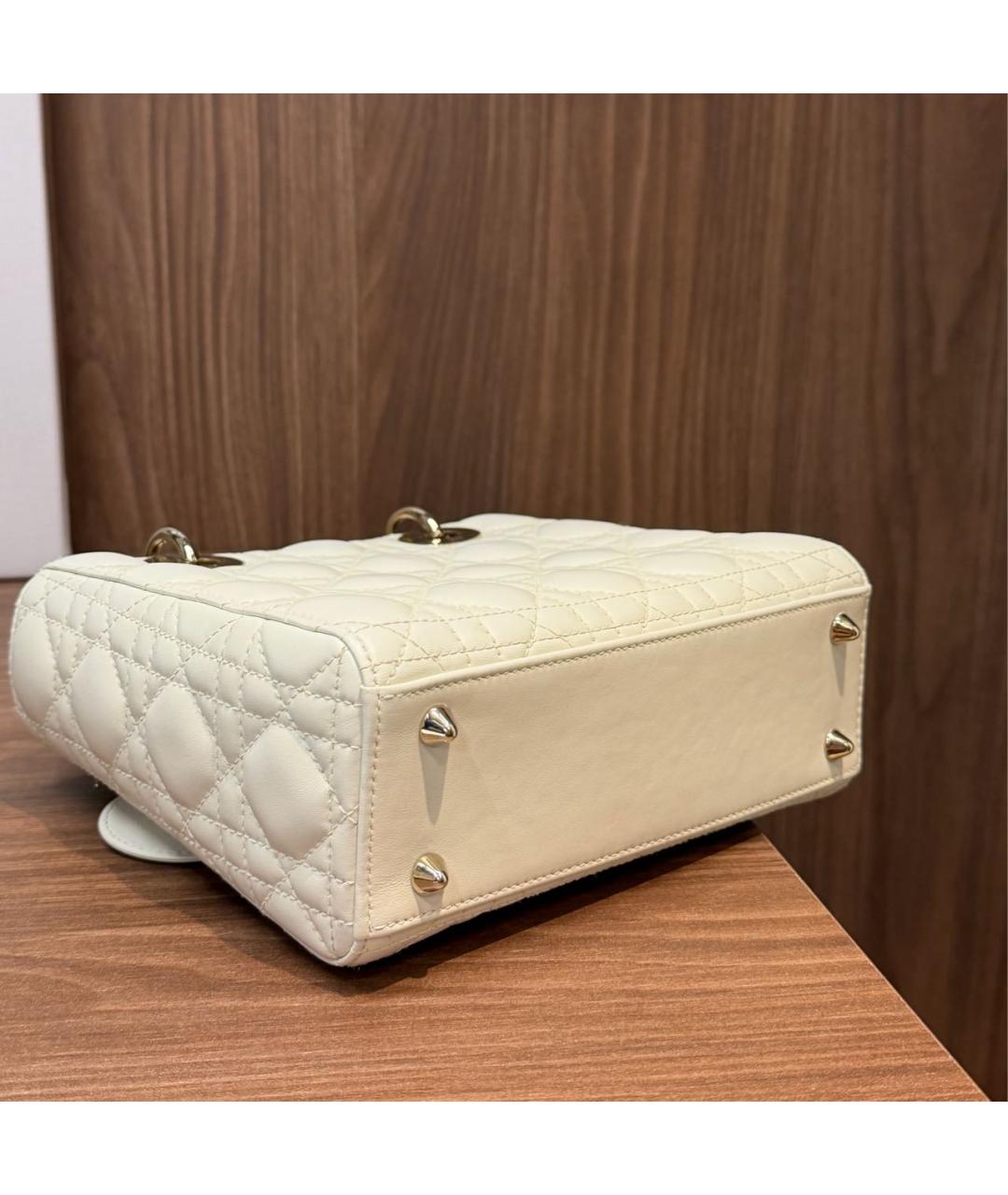CHRISTIAN DIOR Белая кожаная сумка через плечо, фото 5
