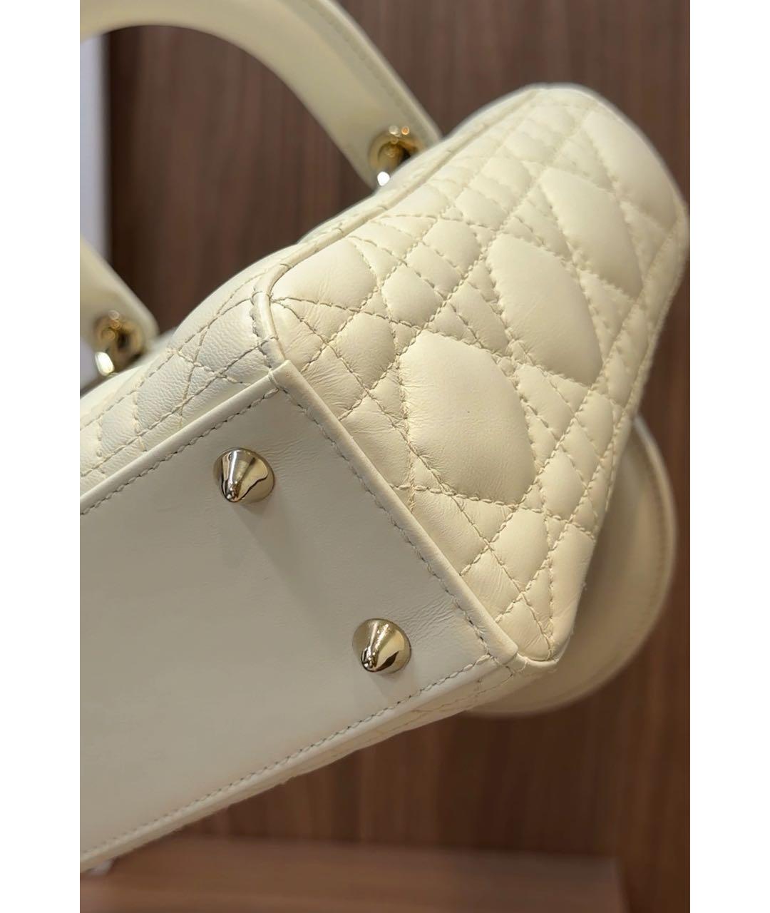 CHRISTIAN DIOR Белая кожаная сумка через плечо, фото 7