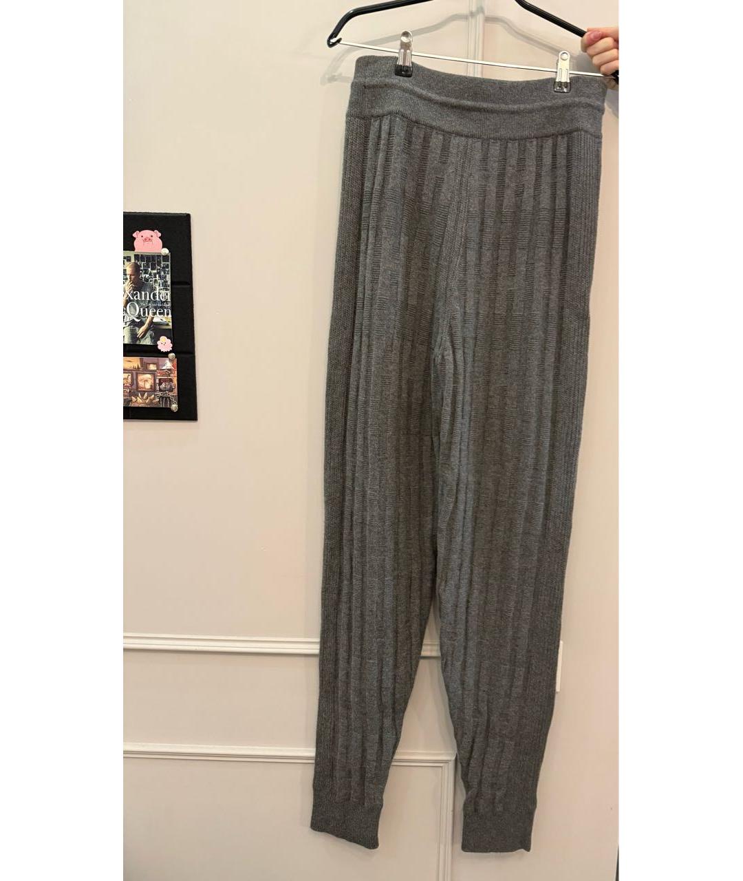 HERMES Серые шерстяные прямые брюки, фото 2