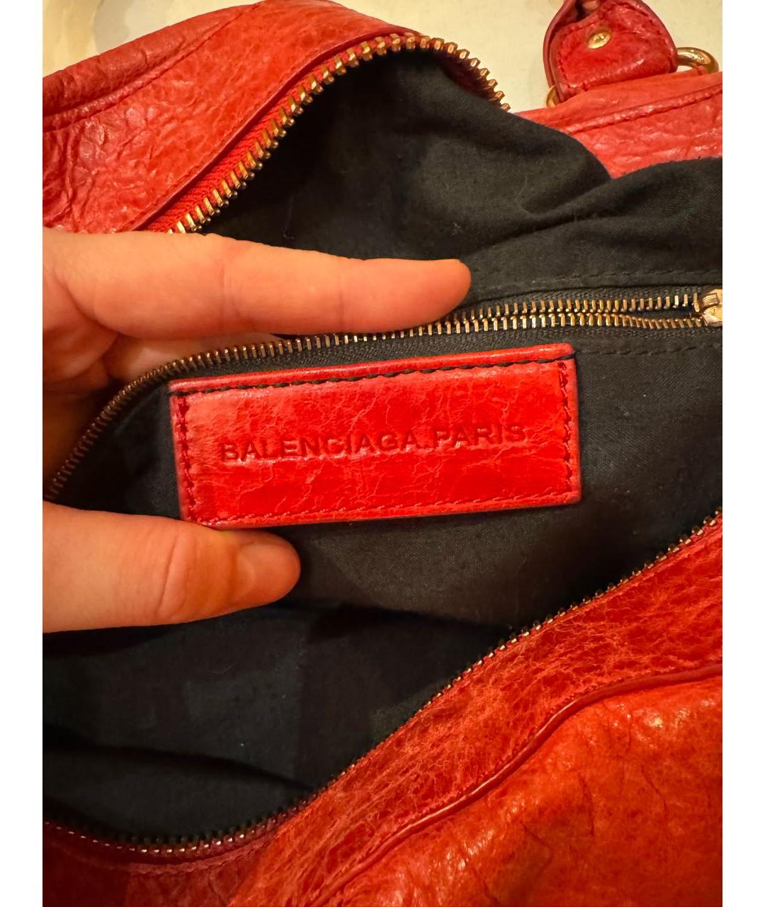 BALENCIAGA Красная кожаная сумка с короткими ручками, фото 5