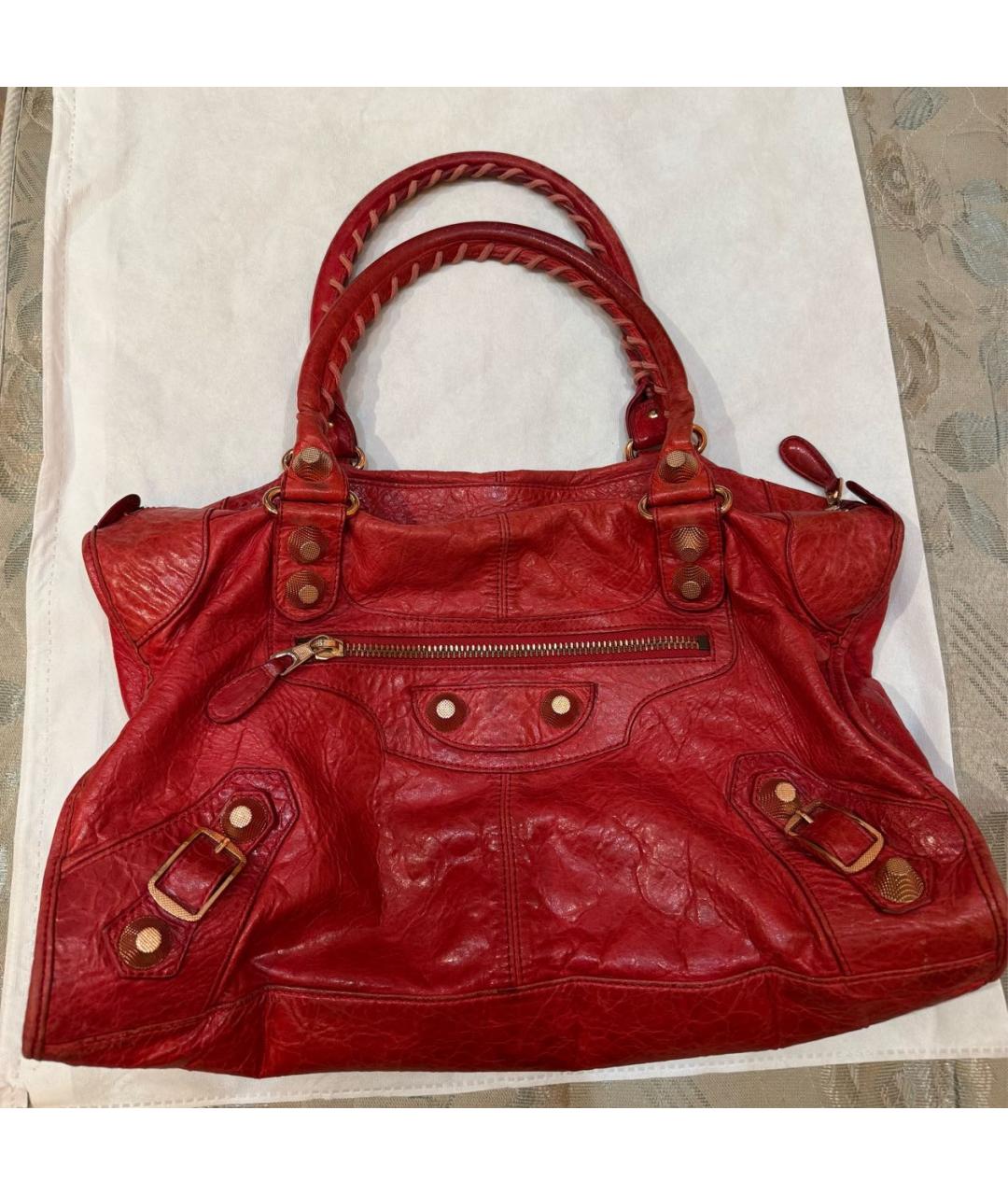 BALENCIAGA Красная кожаная сумка с короткими ручками, фото 9