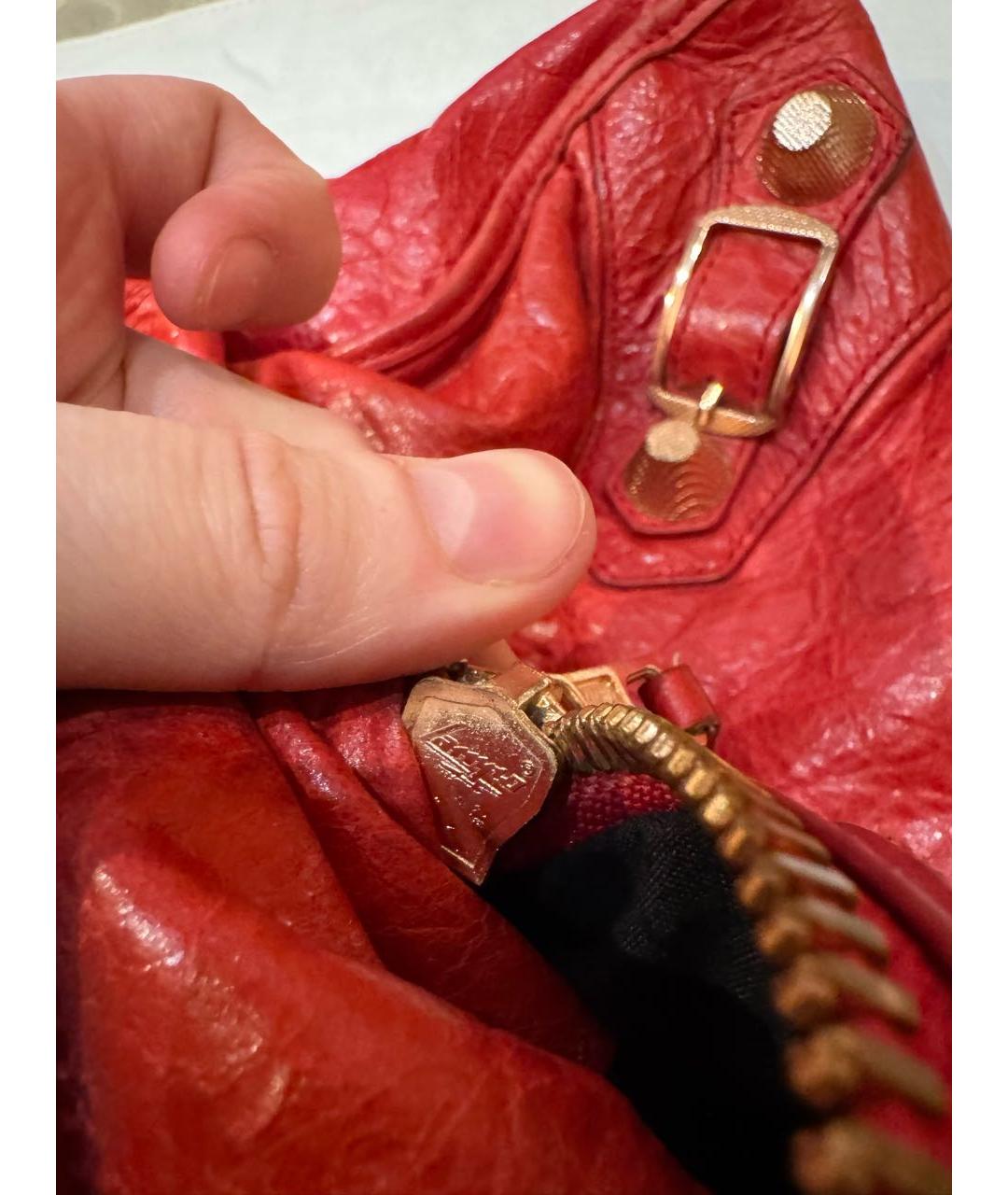 BALENCIAGA Красная кожаная сумка с короткими ручками, фото 8