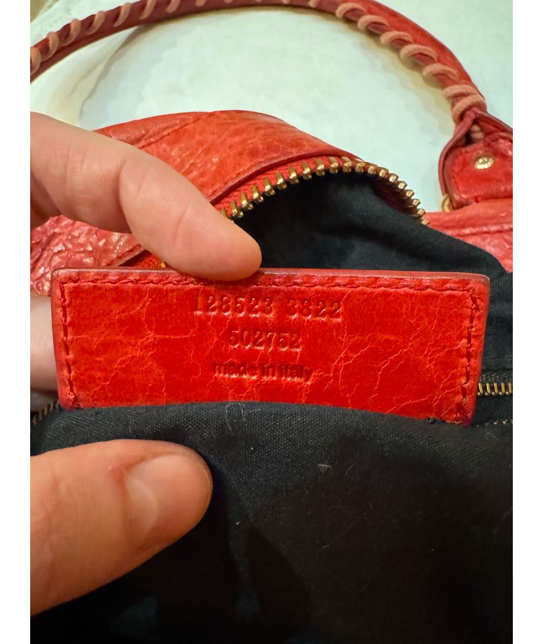BALENCIAGA Красная кожаная сумка с короткими ручками, фото 6