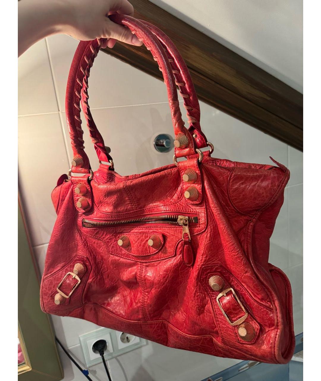 BALENCIAGA Красная кожаная сумка с короткими ручками, фото 2