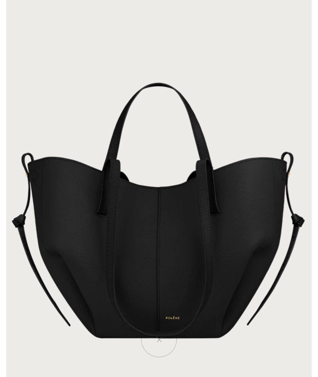 POLENE Черная кожаная сумка тоут, фото 4