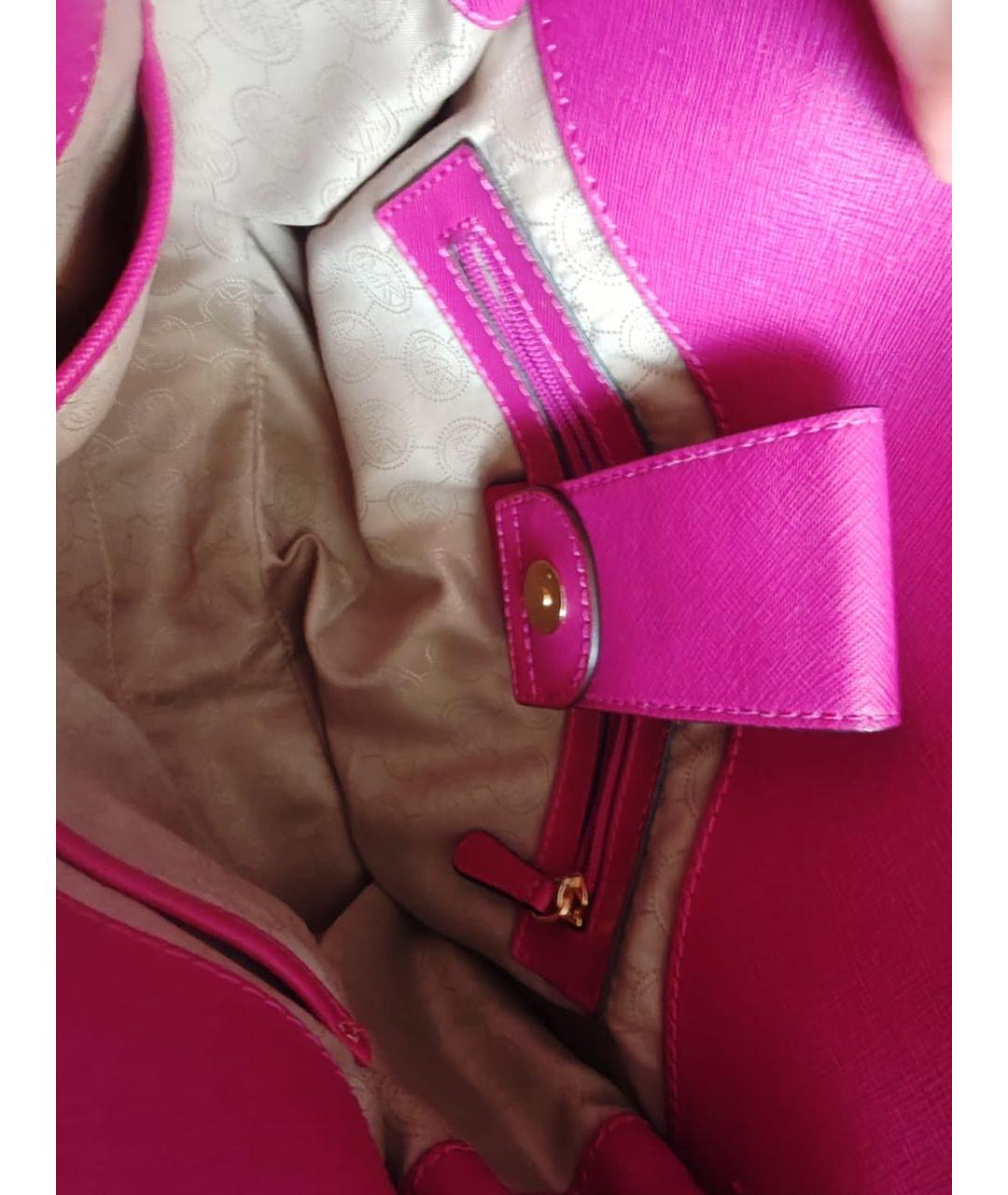 MICHAEL KORS Фуксия кожаная сумка через плечо, фото 4