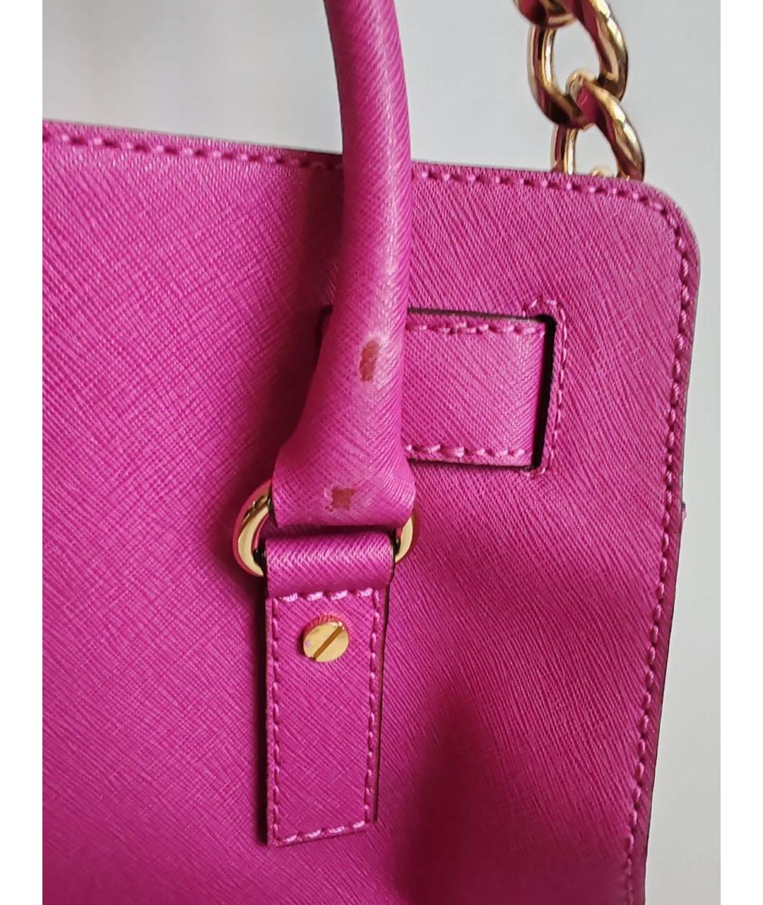 MICHAEL KORS Фуксия кожаная сумка через плечо, фото 2