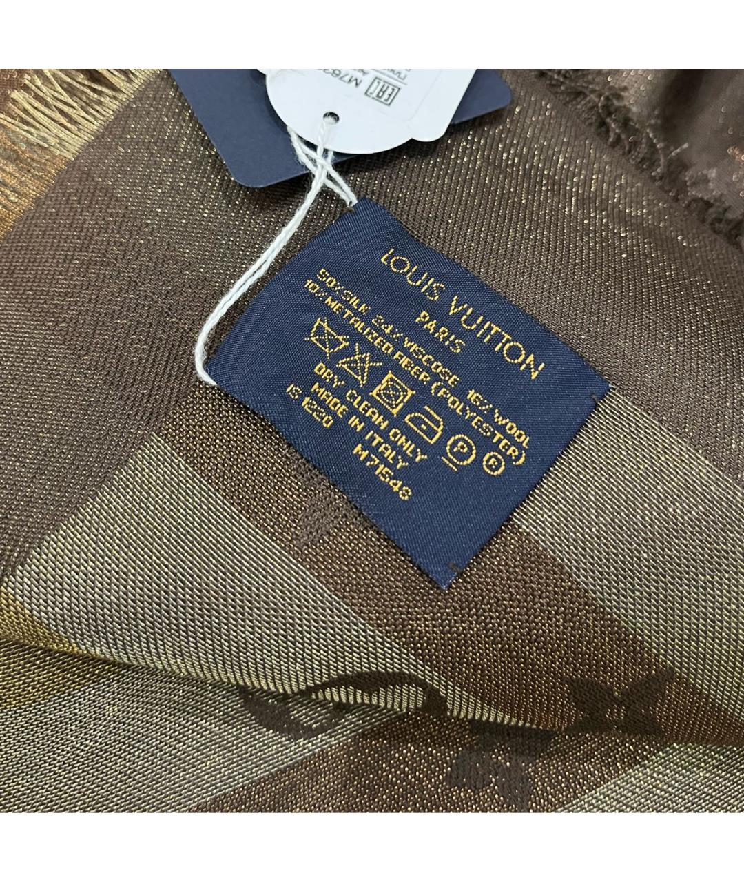 LOUIS VUITTON Коричневый платок, фото 5