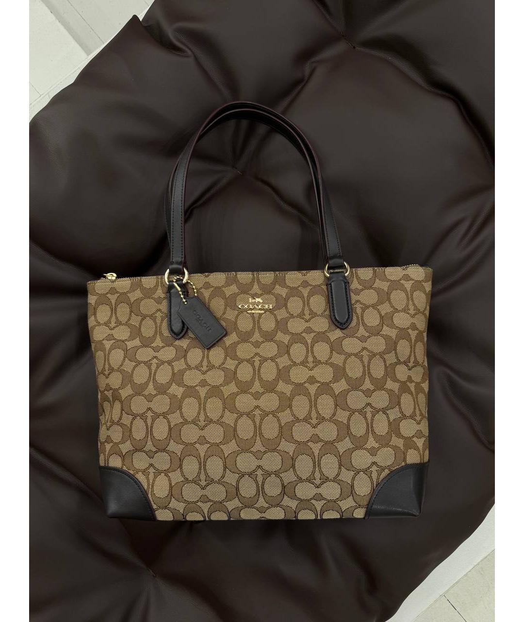 COACH Коричневая кожаная сумка тоут, фото 8