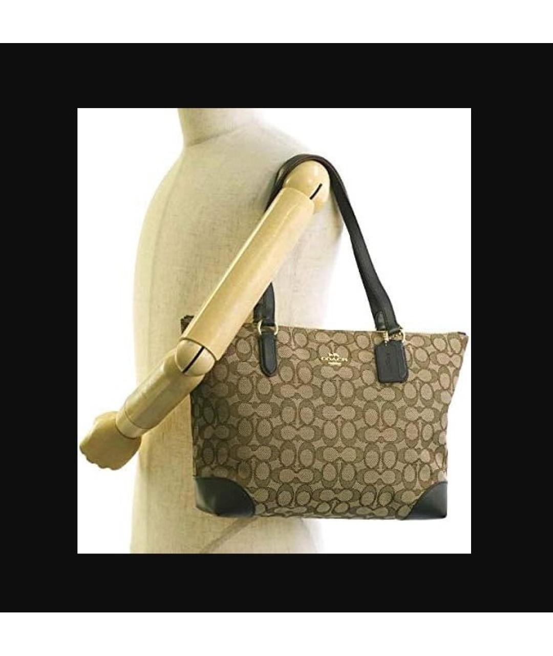 COACH Коричневая кожаная сумка тоут, фото 7