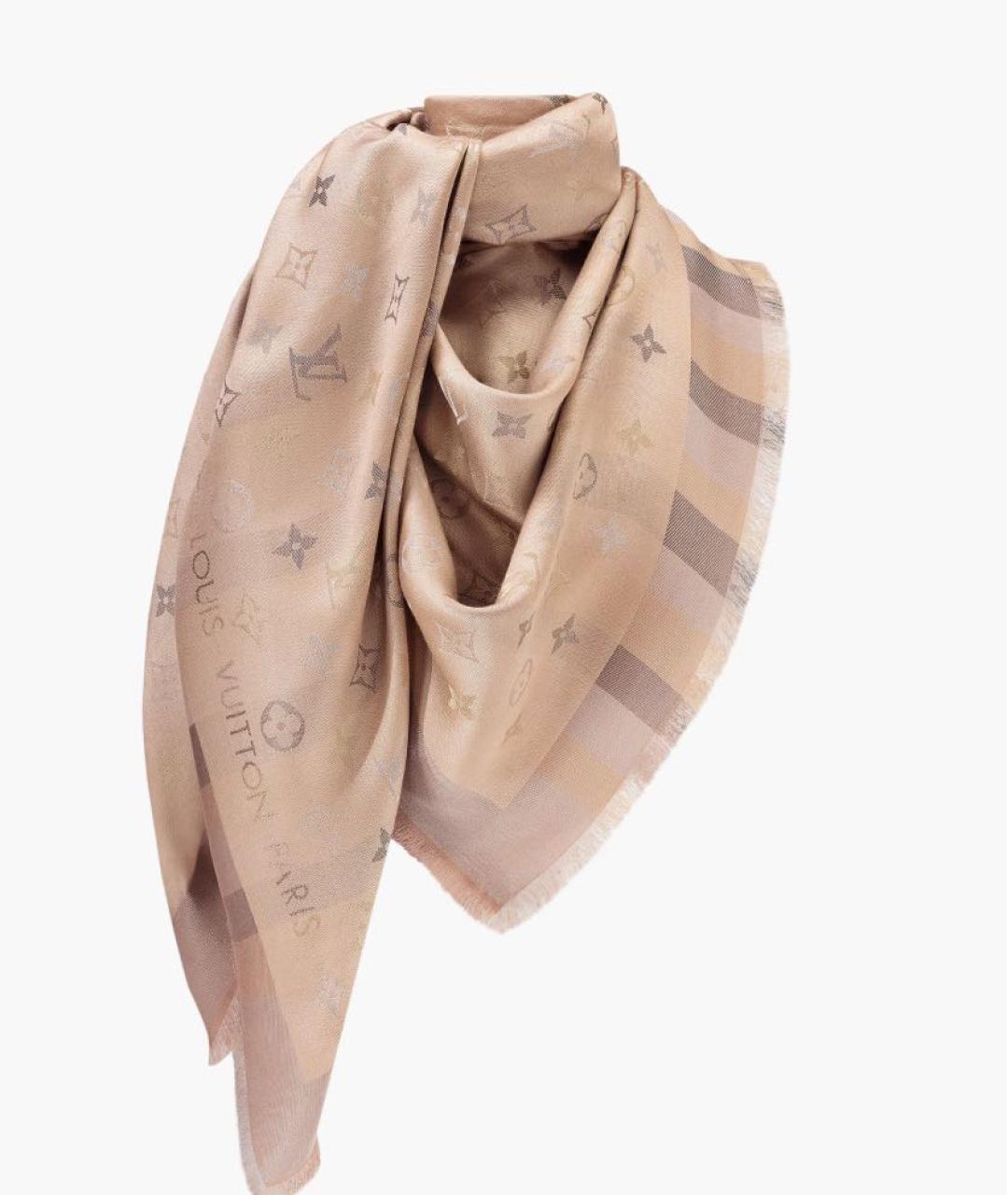 LOUIS VUITTON Бежевый платок, фото 8