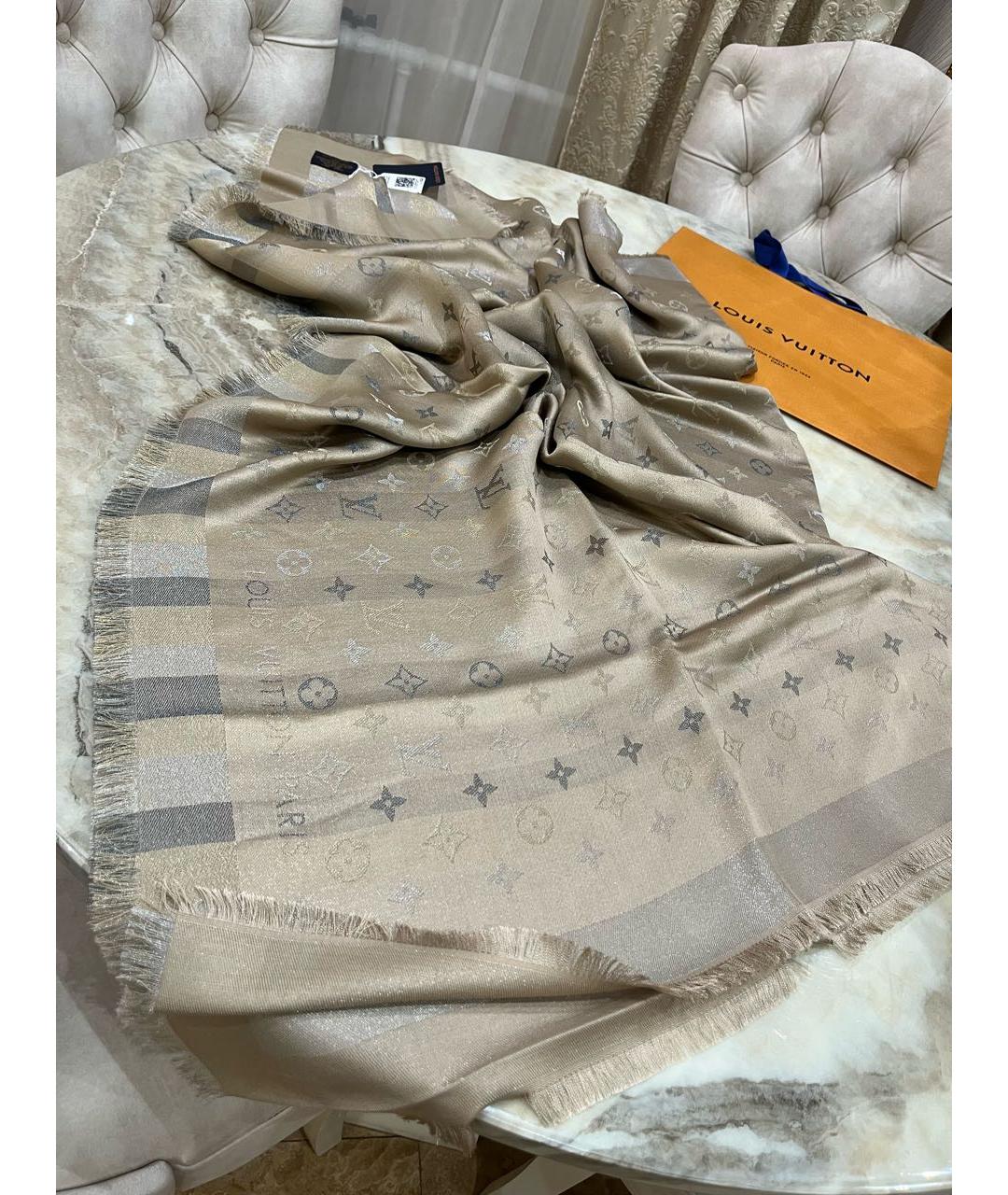 LOUIS VUITTON Бежевый платок, фото 2
