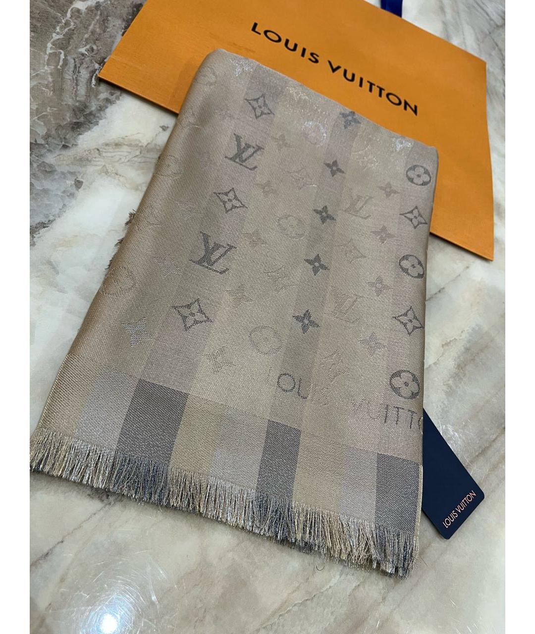 LOUIS VUITTON Бежевый платок, фото 6