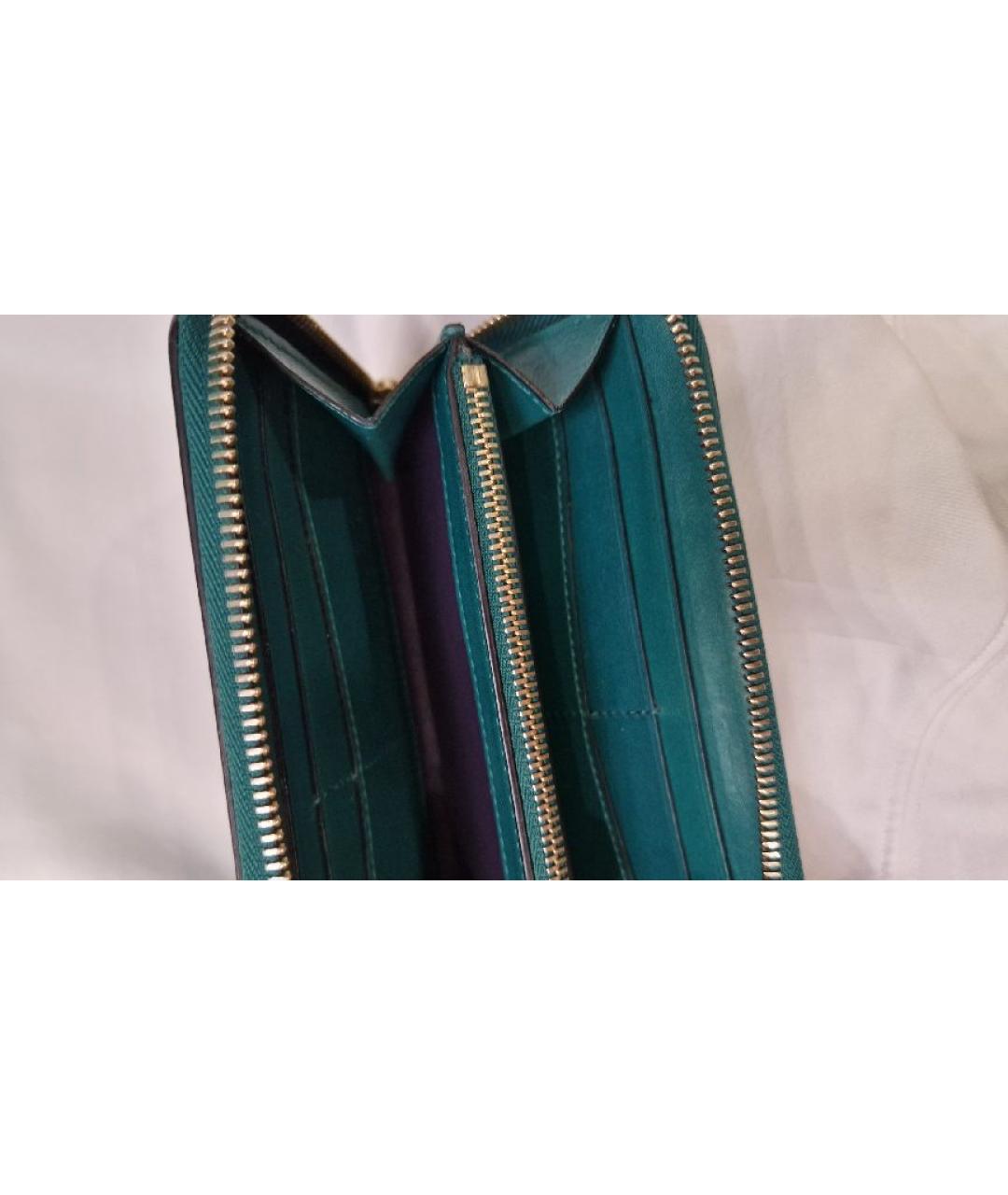 BVLGARI Зеленый кожаный кошелек, фото 4