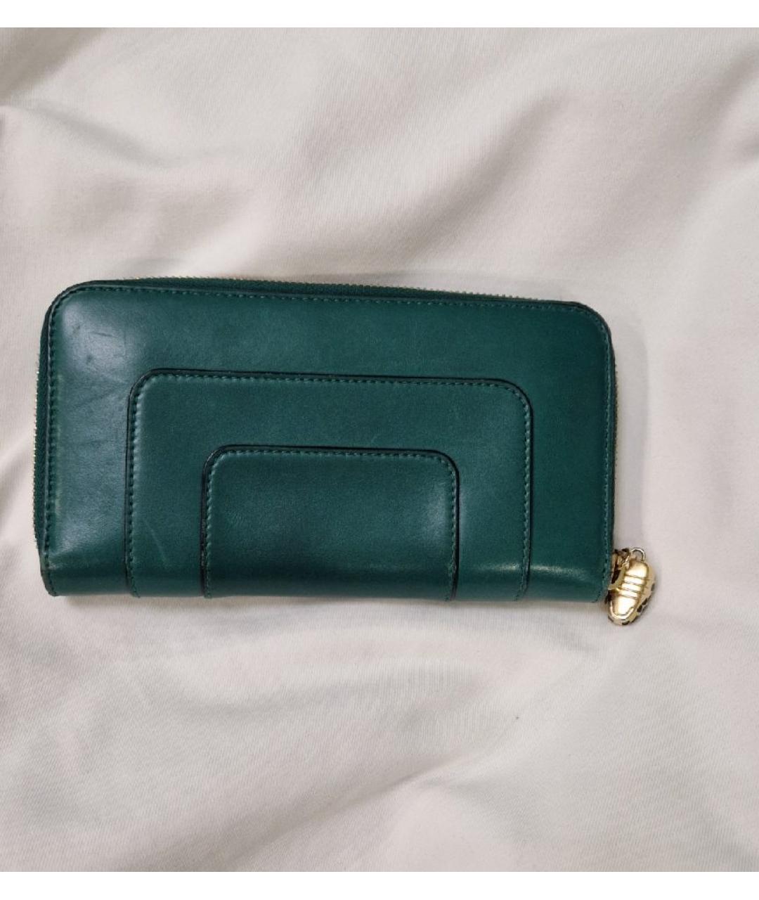 BVLGARI Зеленый кожаный кошелек, фото 3