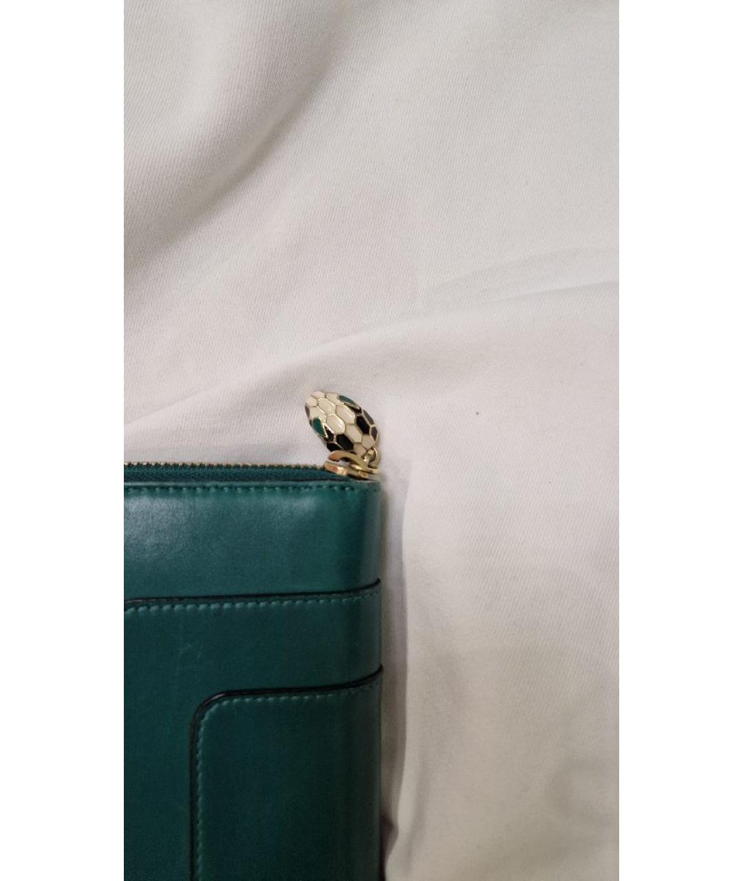 BVLGARI Зеленый кожаный кошелек, фото 2