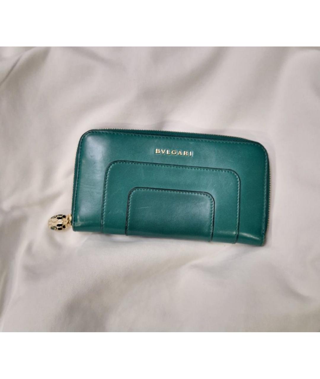 BVLGARI Зеленый кожаный кошелек, фото 5