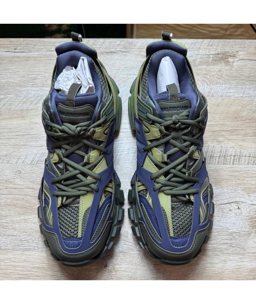 BALENCIAGA Темно-синие текстильные низкие кроссовки / кеды, фото 2