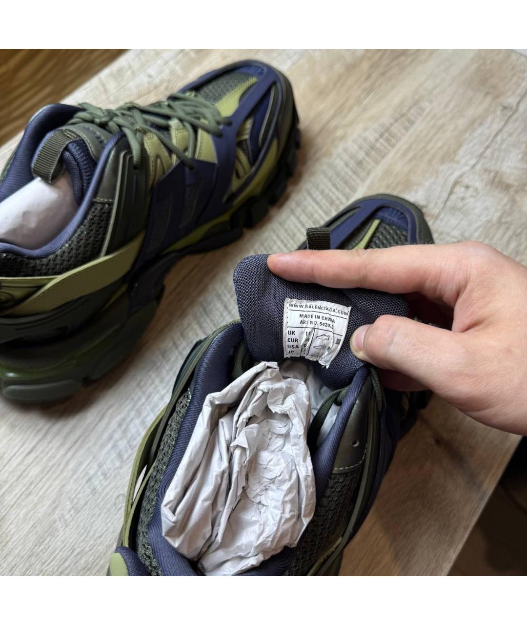 BALENCIAGA Темно-синие текстильные низкие кроссовки / кеды, фото 4