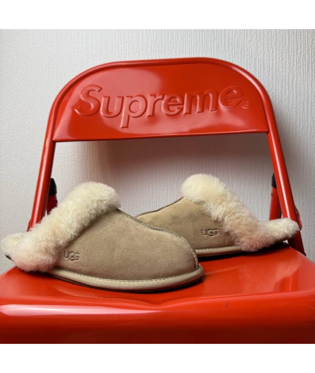 UGG AUSTRALIA Бежевые замшевые шлепанцы, фото 5