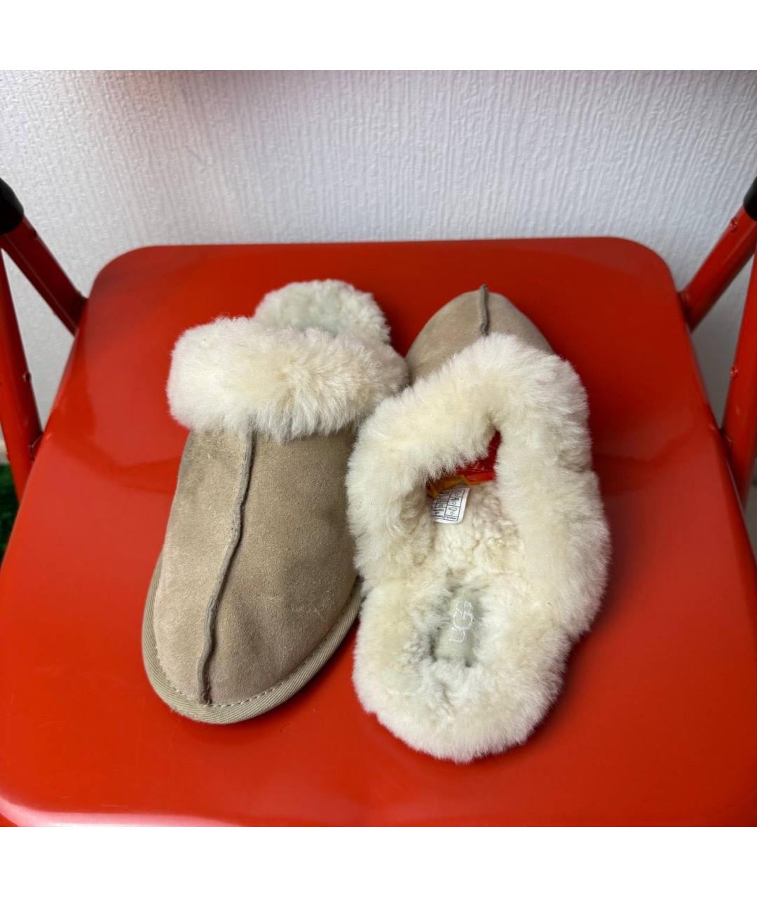 UGG AUSTRALIA Бежевые замшевые шлепанцы, фото 3